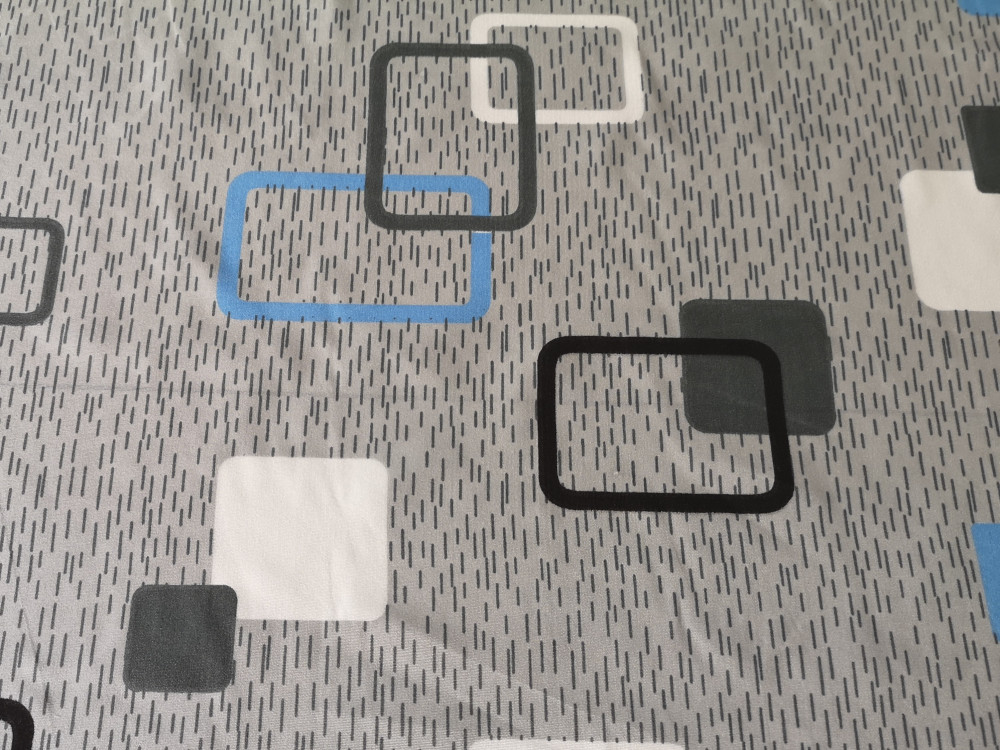 Mintás Microfiber ( mikroszálas ) textil - 165 cm / szürke - kék geometriai 