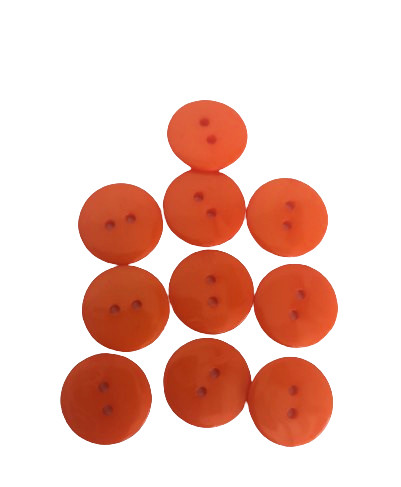 2 lyukú narancssárga műanyag gomb - 18 mm
