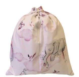Textilzsák - 30x30 cm / rózsaszín elefánt - szivárvány