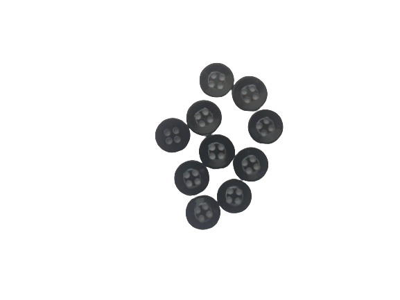 Fekete műanyag négy lyukú gomb - 9 mm