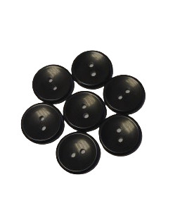 Image of 2 lyukas fekete Perlux gomb 12 db-os csomagban - 20 mm